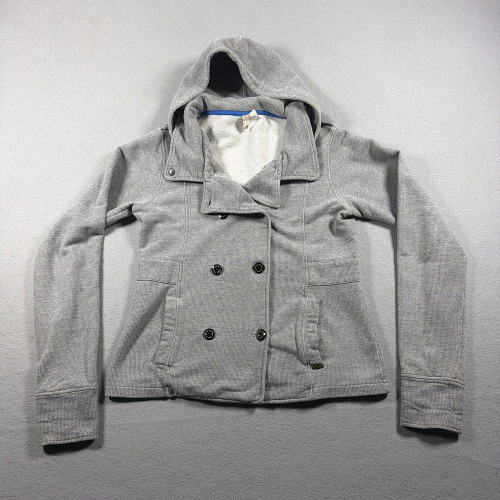 Element Hoodie‎ Jacket Women Small Double Breasted Pea Coat Gray Skater Y2K